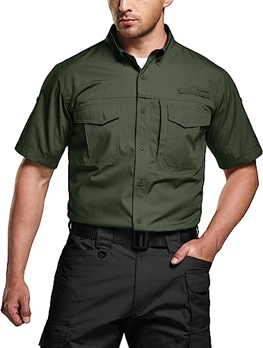 Men's Ripstop Tactical Outdoor Hiking Shirt, Olive