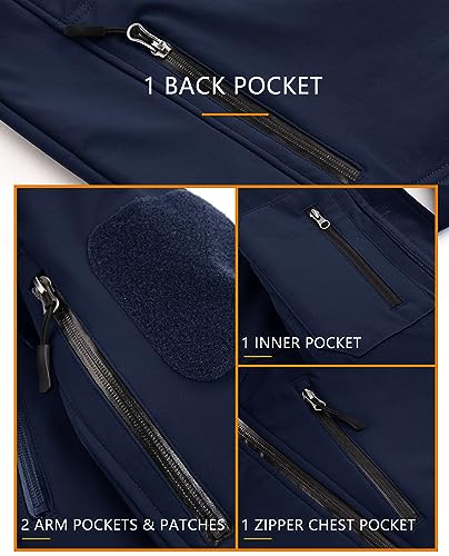 TACVASEN Men's Waterproof Tactical Winter Jacket Navy, L