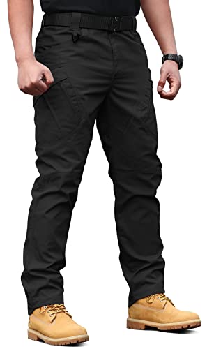 Men's Black Tactical Cargo Pants for Preppers