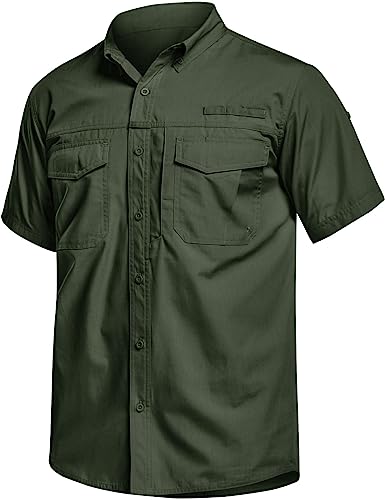 Men's Ripstop Tactical Outdoor Hiking Shirt, Olive