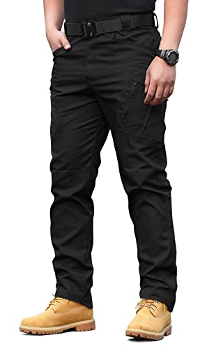 Men's Black Tactical Cargo Pants for Preppers