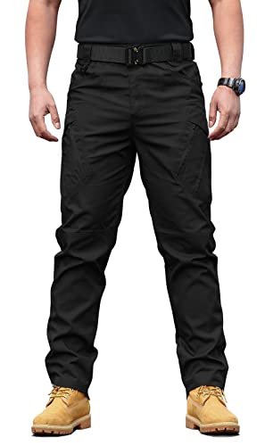 Men's Black Tactical Cargo Pants for Preppers