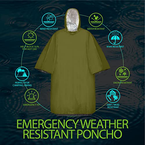 Emergency Rain Poncho - 4 Pack (Green + Orange)