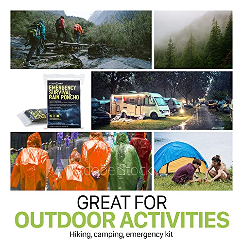 Emergency Rain Poncho - 4 Pack (Green + Orange)