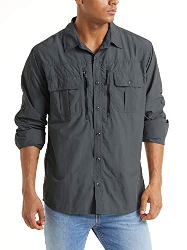 TACVASEN Men's Tactical Long Sleeve Shirt - Dark Grey