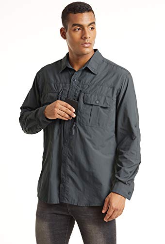 TACVASEN Men's Tactical Long Sleeve Shirt - Dark Grey