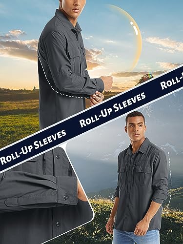 TACVASEN Men's Tactical Long Sleeve Shirt - Dark Grey