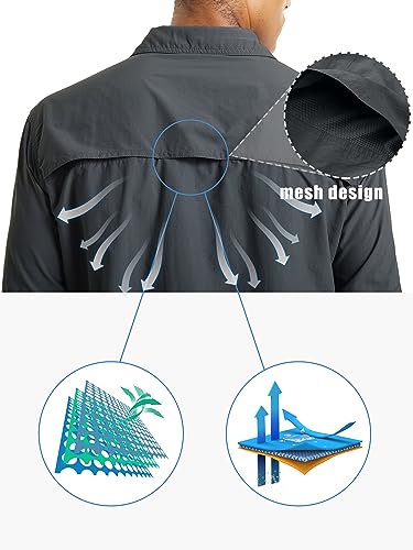 TACVASEN Men's Tactical Long Sleeve Shirt - Dark Grey