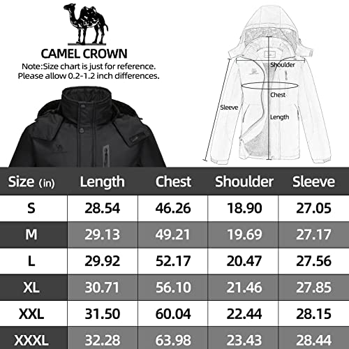 CAMEL CROWN Men's Waterproof Ski Jacket Black M