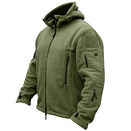 Men's Tactical Fleece Hoodie Jacket, Army Green, X-Large