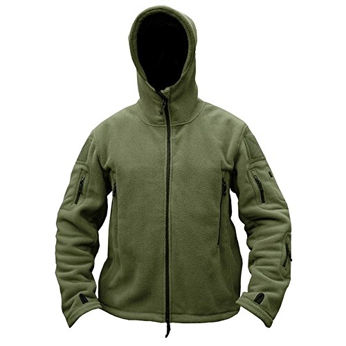 Men's Tactical Fleece Hoodie Jacket, Army Green, X-Large
