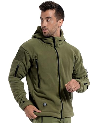 Men's Tactical Fleece Hoodie Jacket, Army Green, X-Large