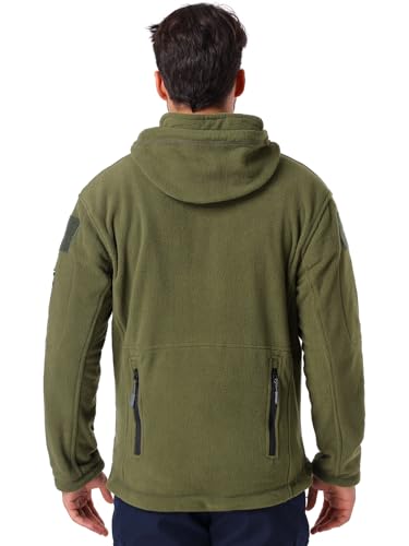 Men's Tactical Fleece Hoodie Jacket, Army Green, X-Large