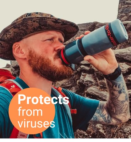 WATER TO GO Water Purifier Filter Bottle (Active 26oz/75cl) - Perfect for Travel Hiking Camping and Survival