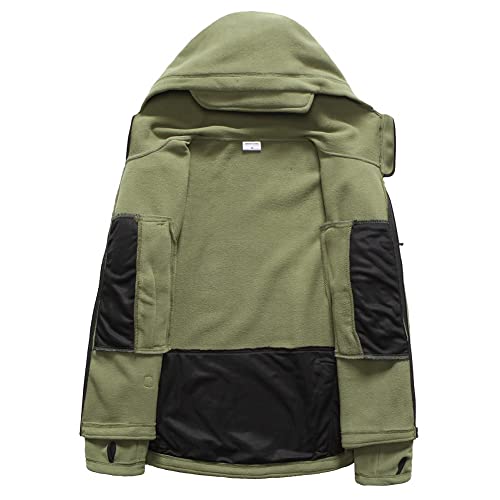 Men's Tactical Fleece Hoodie Jacket, Army Green, X-Large