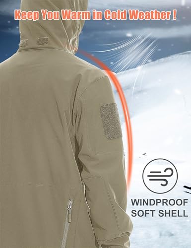 Men's Waterproof Tactical Winter Coats for Camping (Khaki)