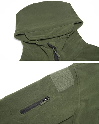 Men's Tactical Fleece Hoodie Jacket, Army Green, X-Large