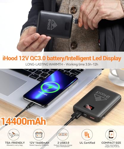 Waterproof Men's Heated Jacket with Detachable Hood