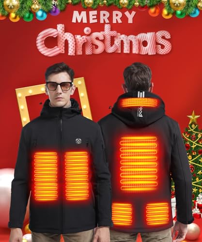 Waterproof Men's Heated Jacket with Detachable Hood