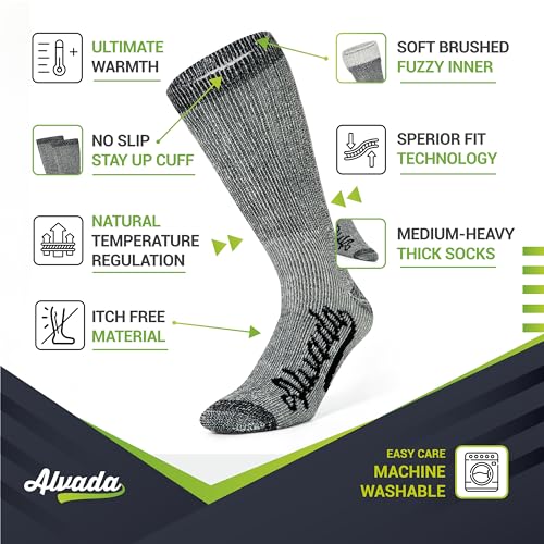 Alvada Merino Wool Hiking Socks - 3 Pairs