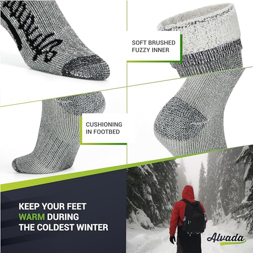 Alvada Merino Wool Hiking Socks - 3 Pairs