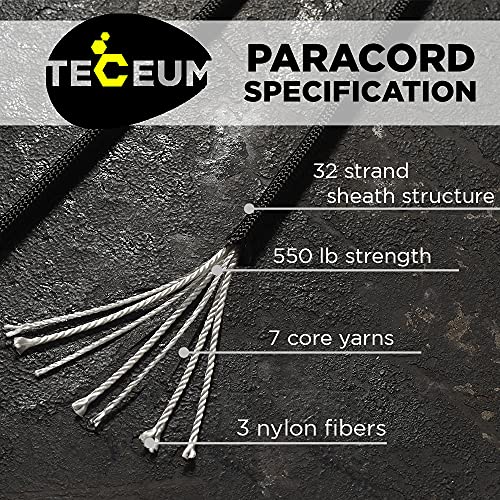 TECEUM Black Paracord 550 - 100 ft