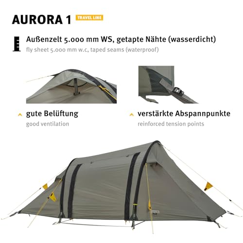 Wechsel Tents Aurora 1 - Travel Line - Spacious 1-Person Tent, Laurel Oak