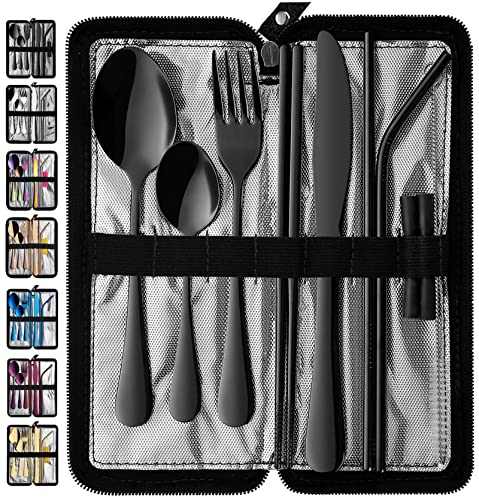 Portable Reusable Silverware Set for Travel and Camping