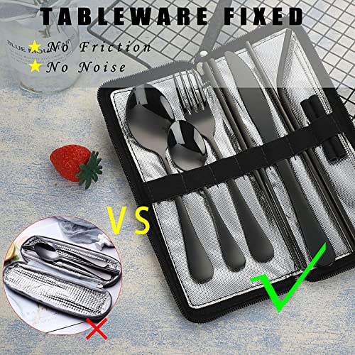 Portable Reusable Silverware Set for Travel and Camping