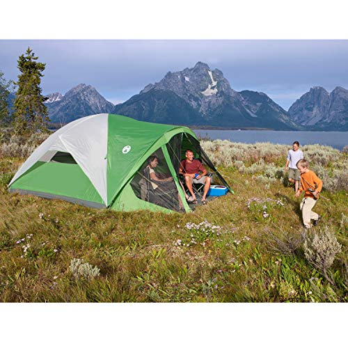 Coleman Evanston Screened Camping Tent, 6/8 Person Weatherproof Tent with Roomy Interior Includes Rainfly, Carry Bag, Easy Setup and Screened-In Porch