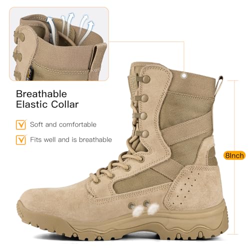 Men's Lightweight Tactical Combat Boots - Tan