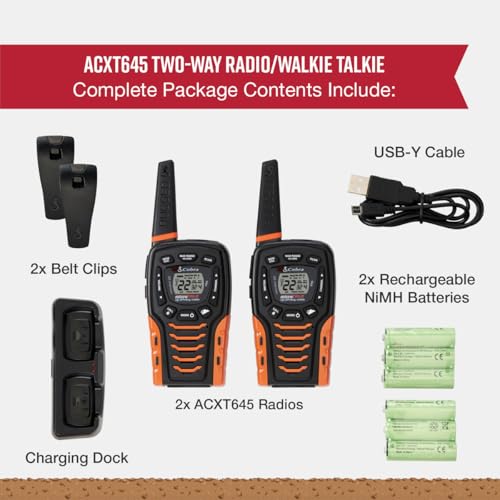 Cobra ACXT645 Waterproof Walkie Talkies - Rechargeable (2-Pack)