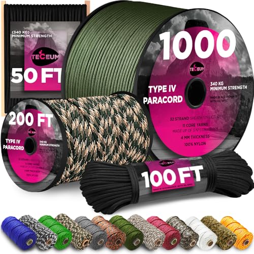 750 lb Black Paracord - 50 ft - 4mm