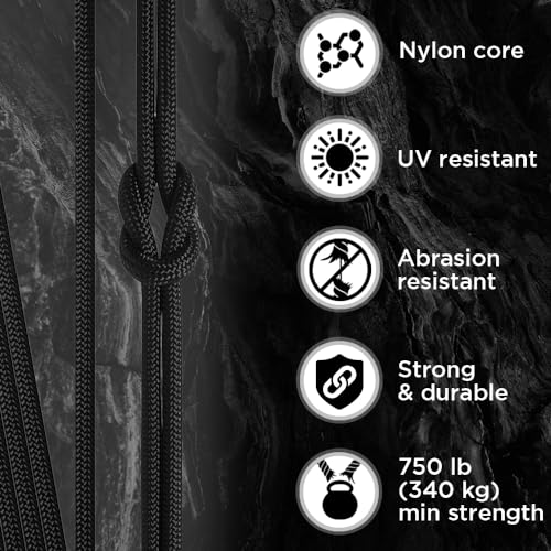 750 lb Black Paracord - 50 ft - 4mm