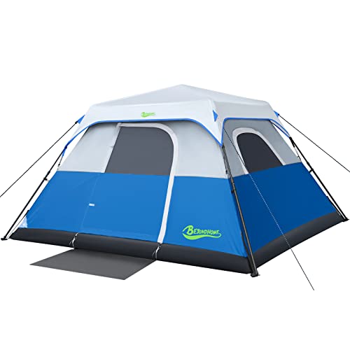 BeyondHOME Tent, 6 Person 60 Sec Setup Family Camping Tent, Waterproof & Windproof Tent with Top Rainfly, Upgraded Ventilation System, Instant Cabin Tent for Camp Backpacking Hiking Outdoor, Sky Blue