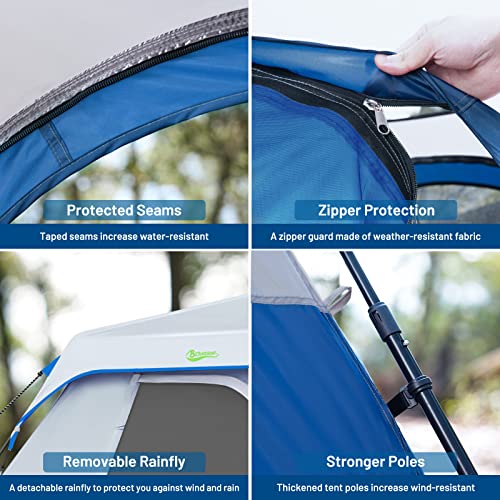 BeyondHOME Tent, 6 Person 60 Sec Setup Family Camping Tent, Waterproof & Windproof Tent with Top Rainfly, Upgraded Ventilation System, Instant Cabin Tent for Camp Backpacking Hiking Outdoor, Sky Blue