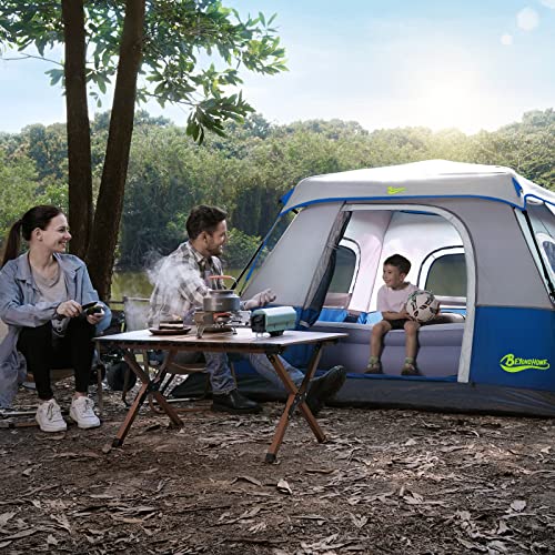 BeyondHOME Tent, 6 Person 60 Sec Setup Family Camping Tent, Waterproof & Windproof Tent with Top Rainfly, Upgraded Ventilation System, Instant Cabin Tent for Camp Backpacking Hiking Outdoor, Sky Blue