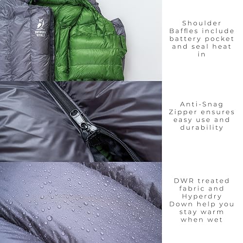Ultralight 0°F Down Sleeping Bag for Camping
