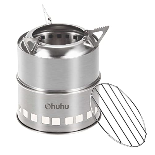 Ohuhu Mini Wood Burning Camping Stove with Grill