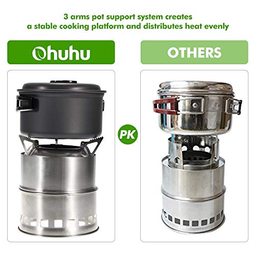 Ohuhu Mini Wood Burning Camping Stove with Grill