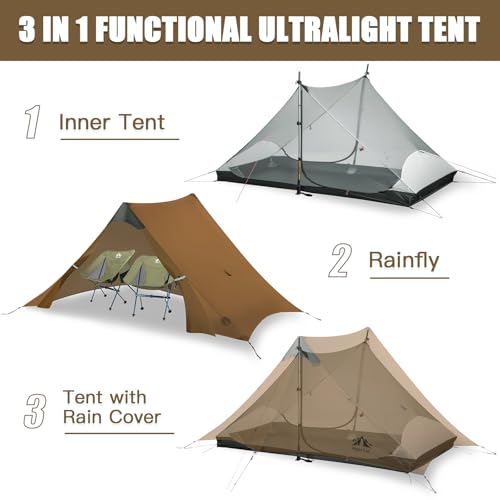 Night Cat Ultralight Tent 2 Persons for Professional Backpacker Hiker 3 LBS Only Lanshan Backpacking Bivvy Ground Tent Heavy Rain Waterproof Trekking Pole Not Included