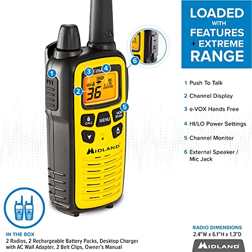 Midland LXT600VP3 Walkie Talkies - Long Range, Rechargeable
