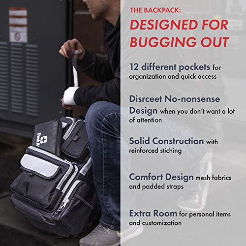 6-Person Black Urban Bug-Out Bag with 3 Identical Go Bags
