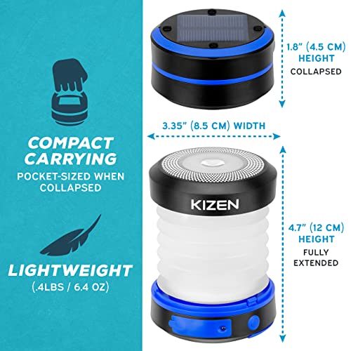 KIZEN Solar Lantern - Collapsible, Rechargeable LED Light