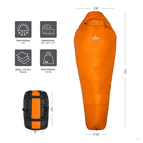 Ultralight Mummy Sleeping Bag for Camping, Hiking - Orange
