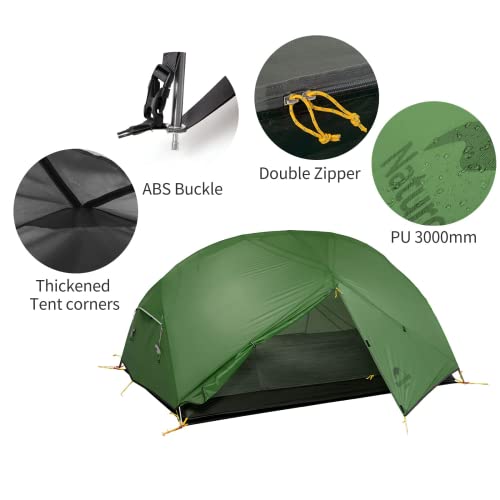 Naturehike Mongar 2 Person Backpacking Tent 3 Season Free-Standing Lightweight Hiking Tent for Outdoor Activities