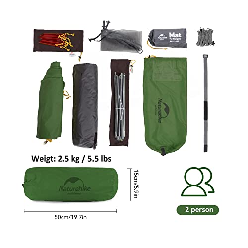 Naturehike Mongar 2 Person Backpacking Tent 3 Season Free-Standing Lightweight Hiking Tent for Outdoor Activities