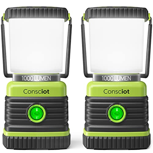 LED Camping Lantern, Consciot - 1000LM, 4 Light Modes, IPX4 Waterproof