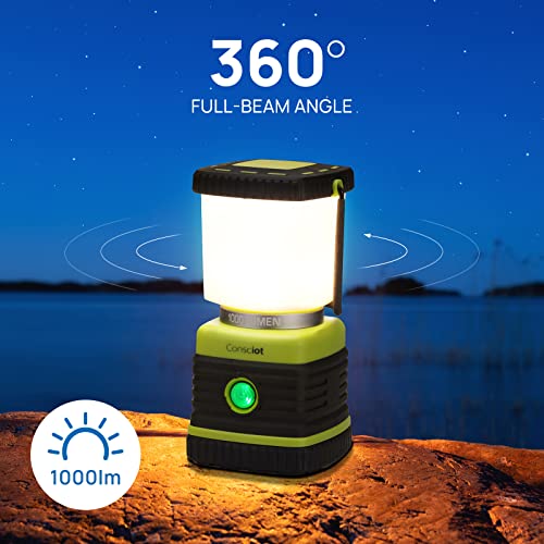 LED Camping Lantern, Consciot - 1000LM, 4 Light Modes, IPX4 Waterproof