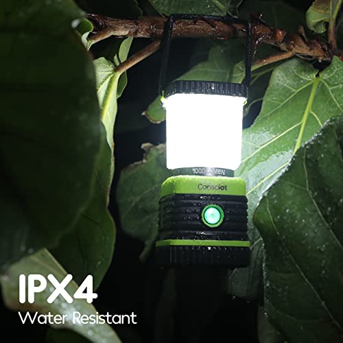 LED Camping Lantern, Consciot - 1000LM, 4 Light Modes, IPX4 Waterproof